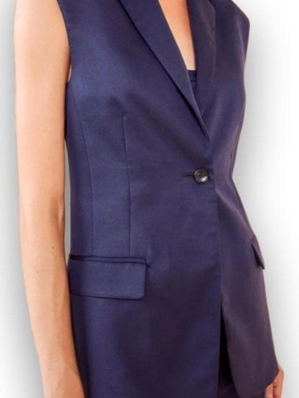 NEW Ulla Johnson The Joelle Sleeveless Tailored Vest in Navy, Size Large